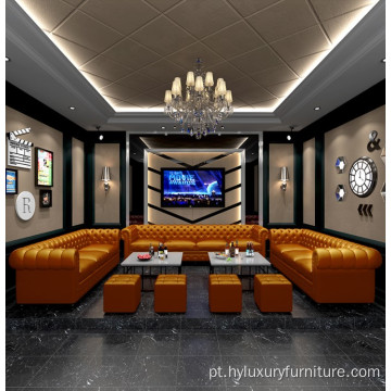 Sofá de bar de clube noturno de couro moderno em forma de u/l